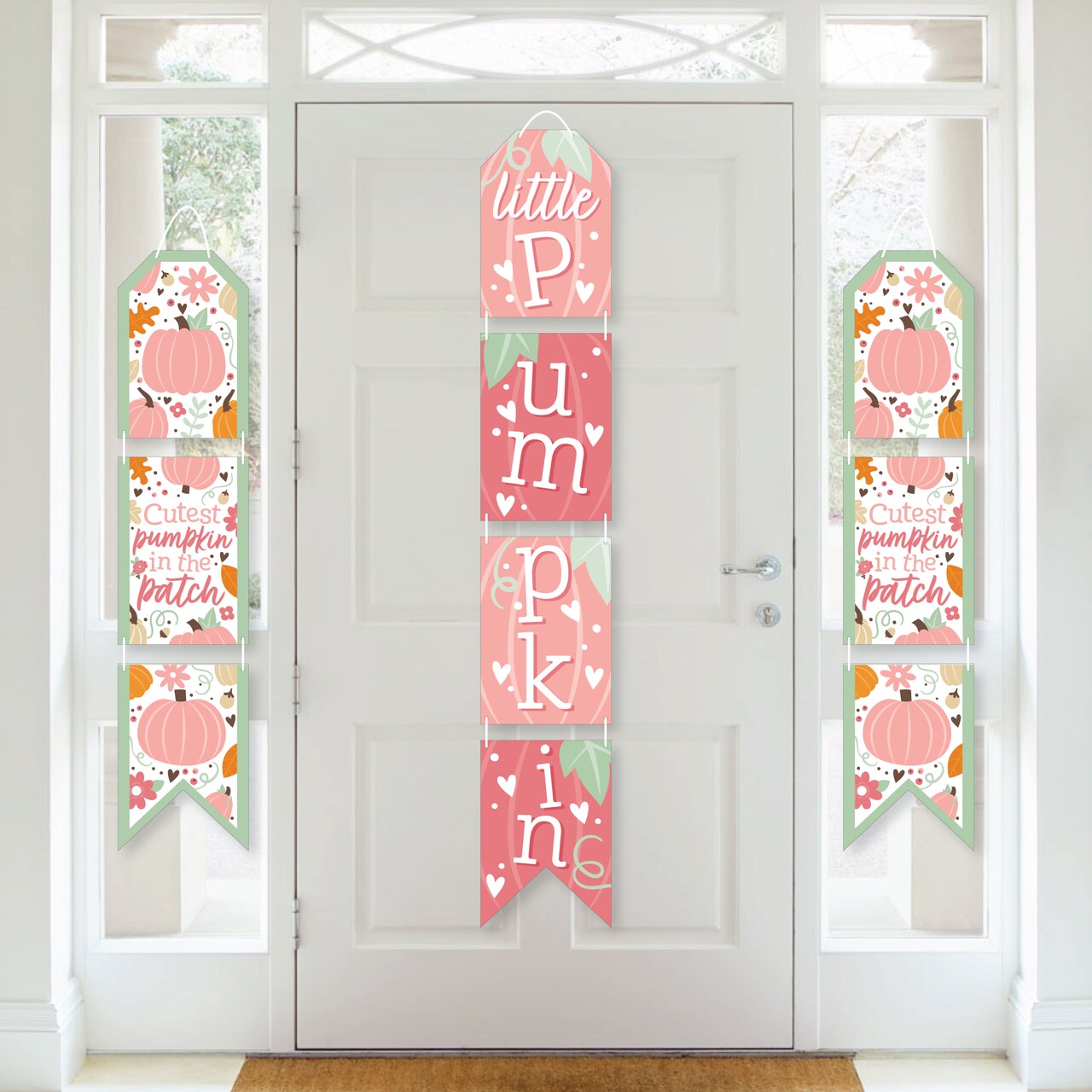 Big Dot of Happiness Girl Little Pumpkin - Vertical Paper Door Banners - Fall Birthday Party or Baby Shower Wall Decoration Kit - Indoor Door Decor